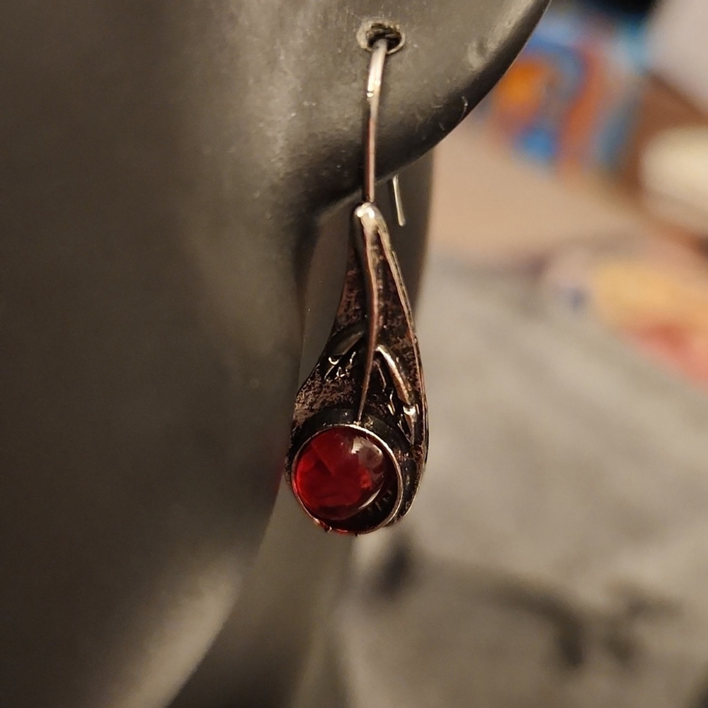 Teardrop Crimson Drop Earrings
